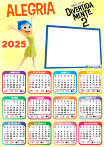Moldura Calendário 2025 Alegria Divertidamente 2 PNG