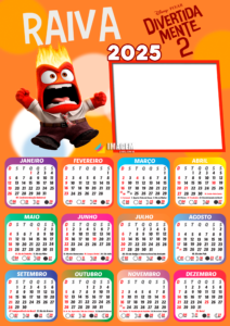 Moldura Calendário 2025 Raiva Divertidamente 2 PNG