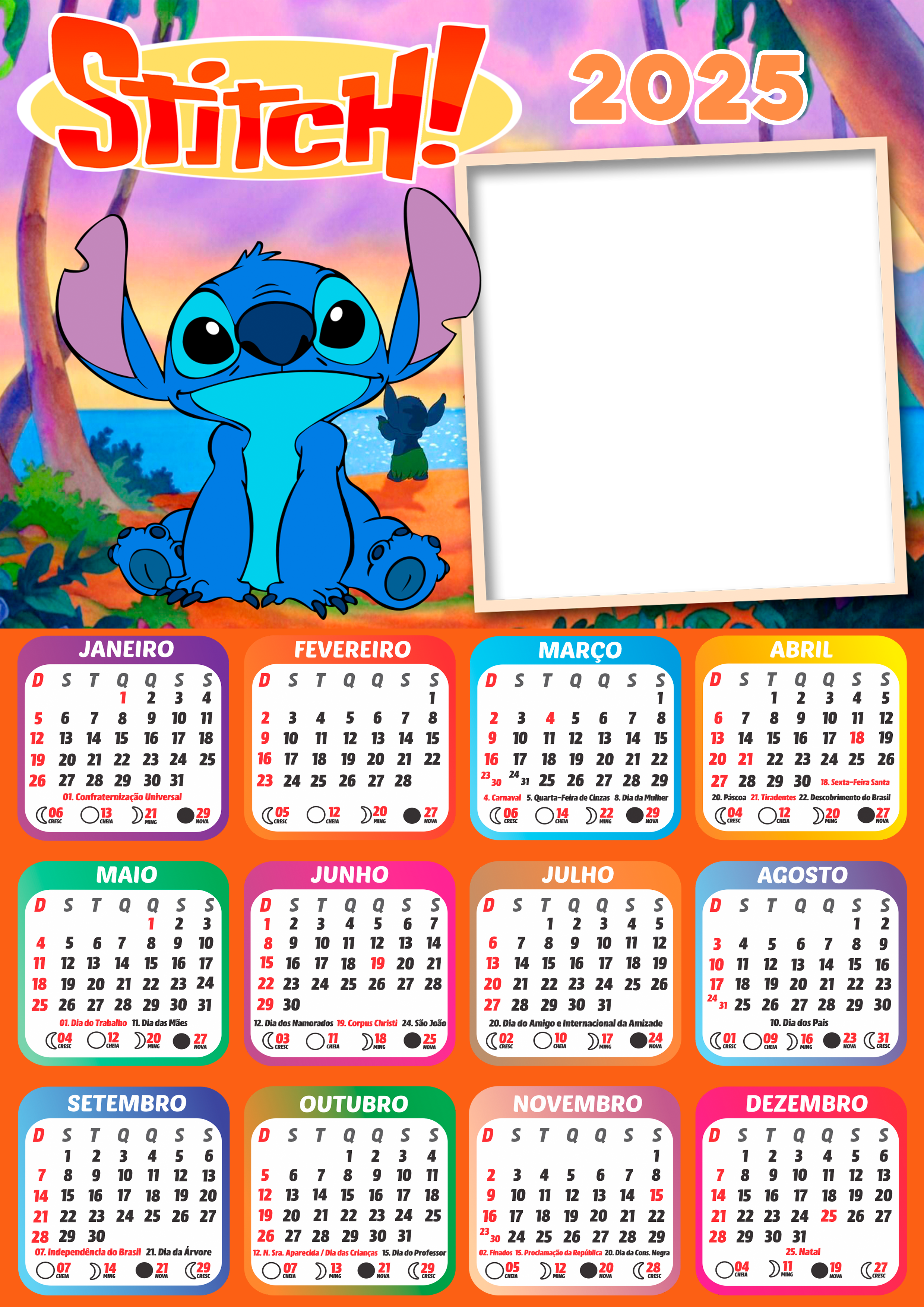 Moldura Calendario 2025 Stitch PNG