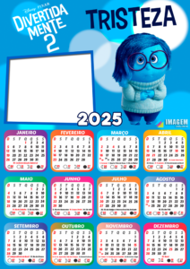Moldura Calendário 2025 Tristeza Divertidamente 2 PNG