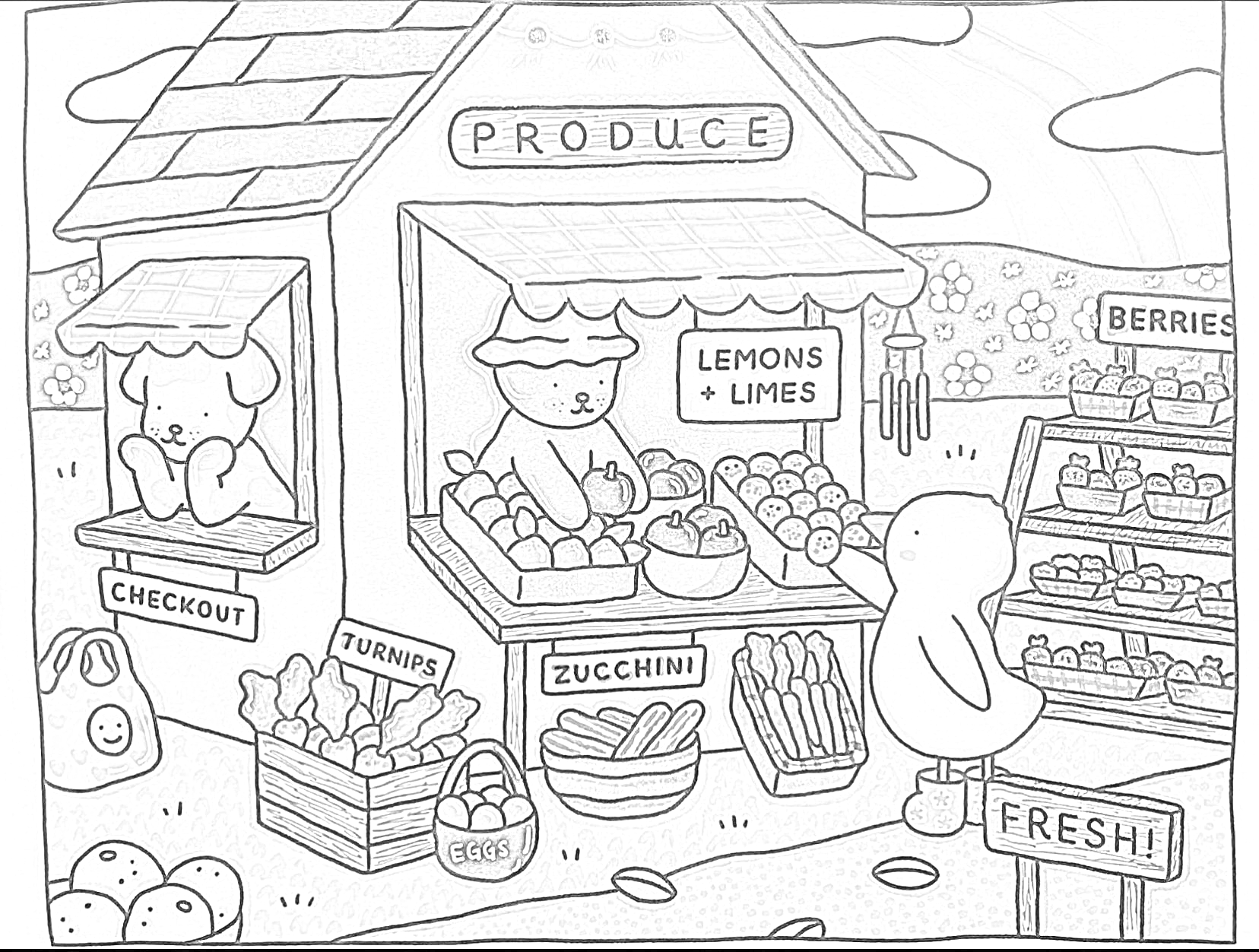 Bobbie Goods Produce stand para Colorir