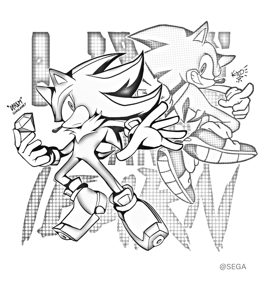 Shadow and Sonic para Colorir