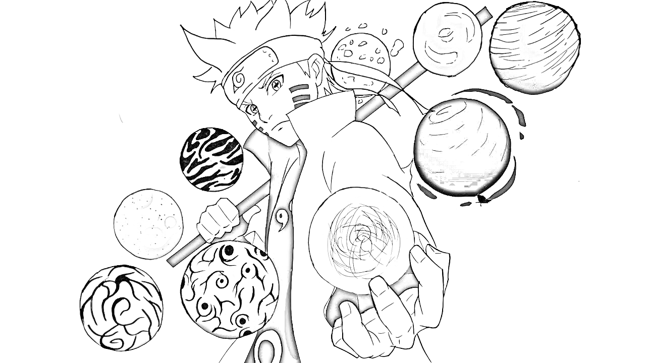 Naruto 9 Elemental Rasengans para Colorir