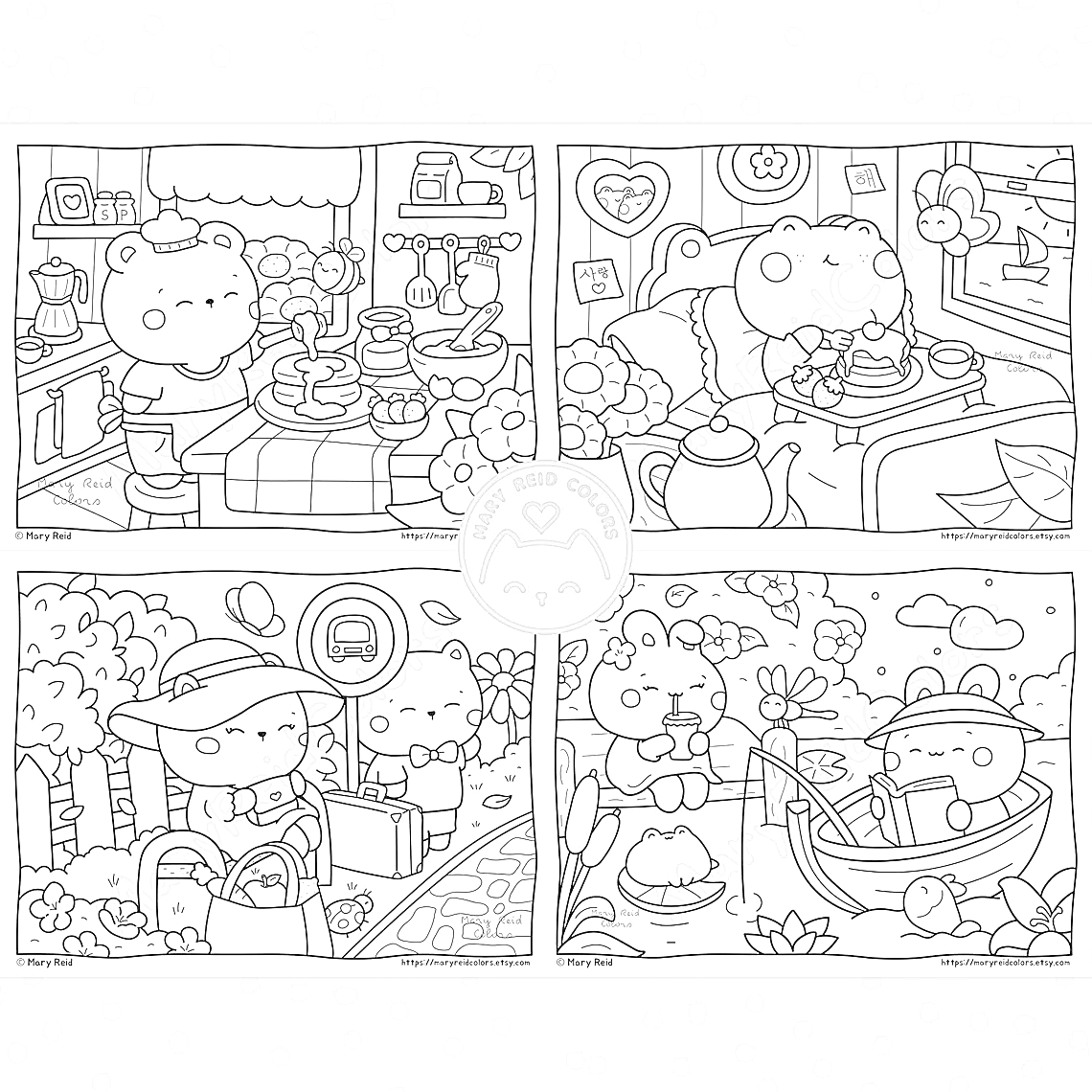 Kawaii Coloring Pages For Adults, Cozy Coloring Books, Cute Coloring ...