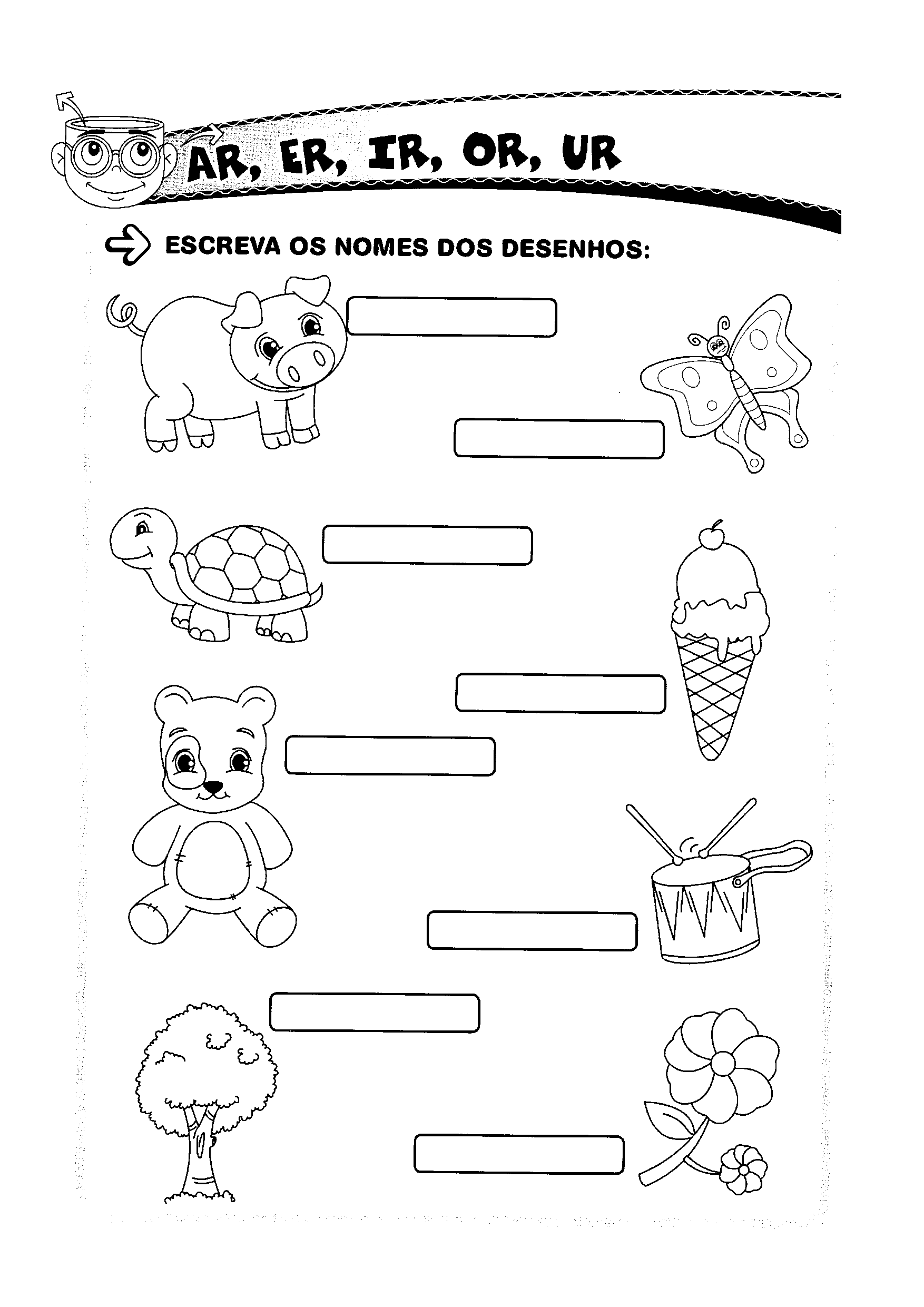 Atividades de Ortografia com AR, ER, IR, OR e UR para Alfabetização