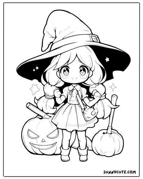 Adorable Witch Coloring Pages