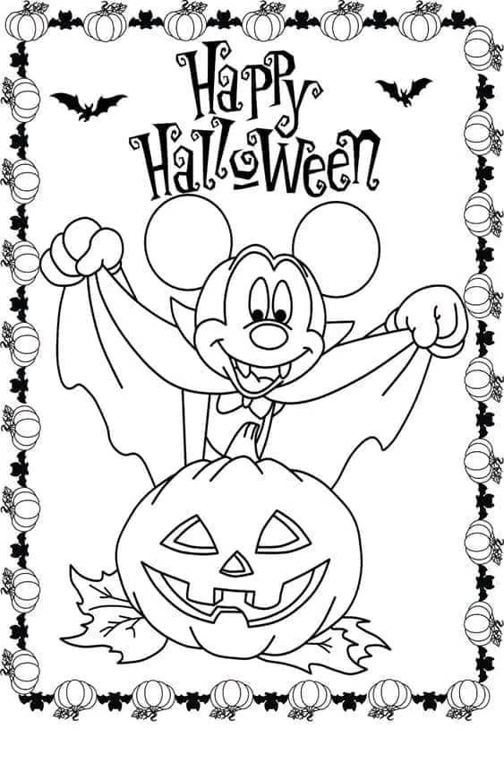 Halloween Coloring with Mickey Mouse