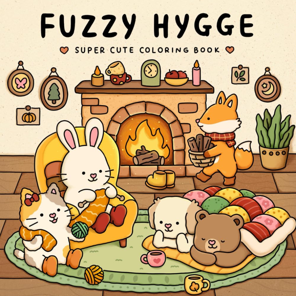 Fuzzy Hygge: Cute and Cozy Coloring Book for Adults & Teens