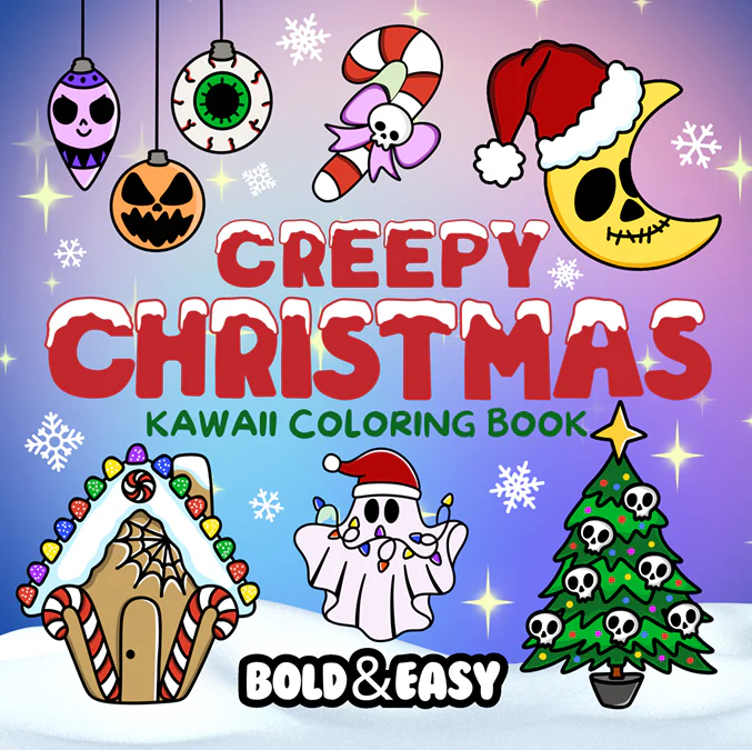 Creepy Christmas Coloring Book & Reusable Protective Sheet