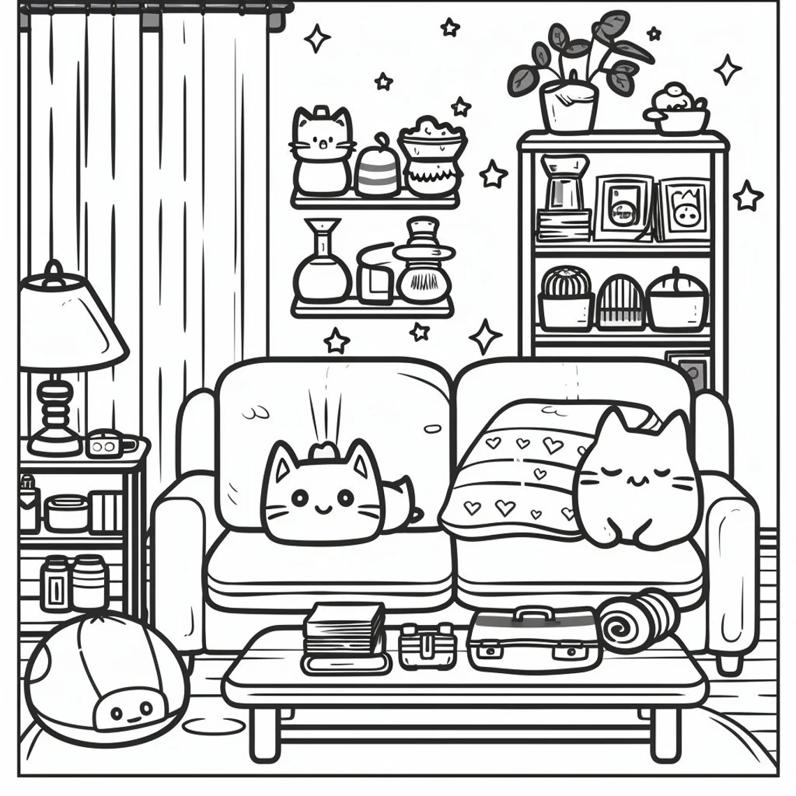 Cozy Spaces Coloring Book Pages