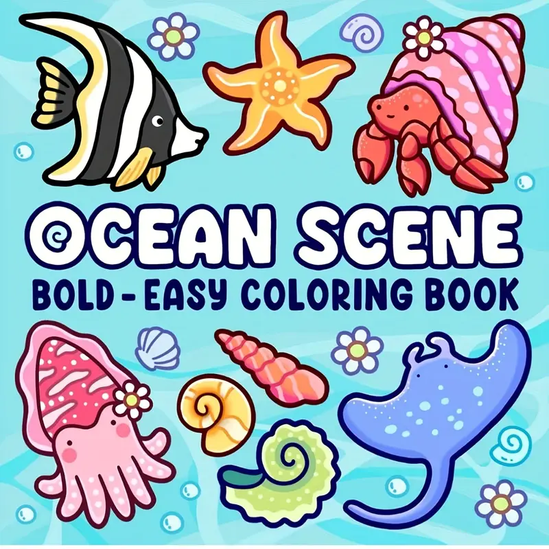 Livro de Colorir Cena do Oceano para Adultos e Crianças