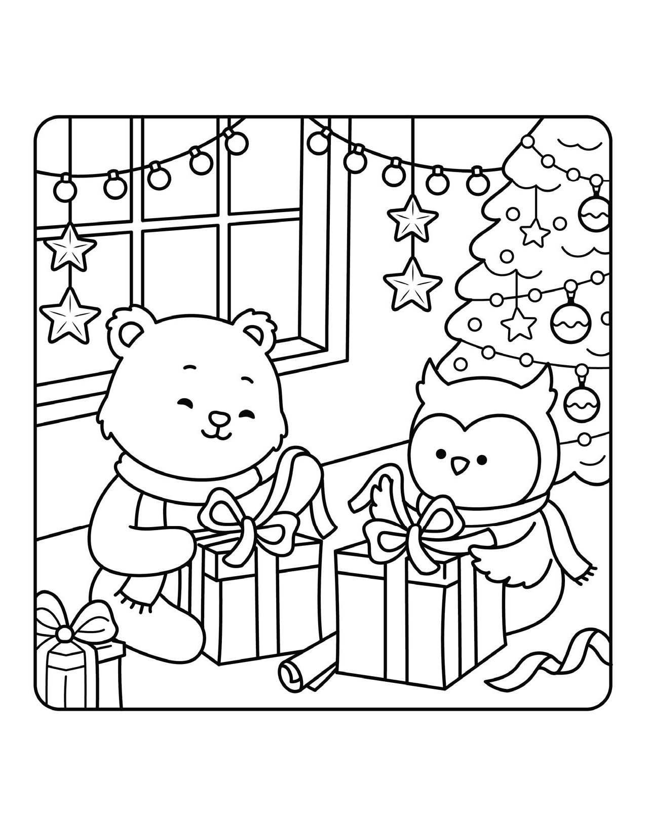 Coloring Book Cafe. Comfy Christmas. Free sample page.