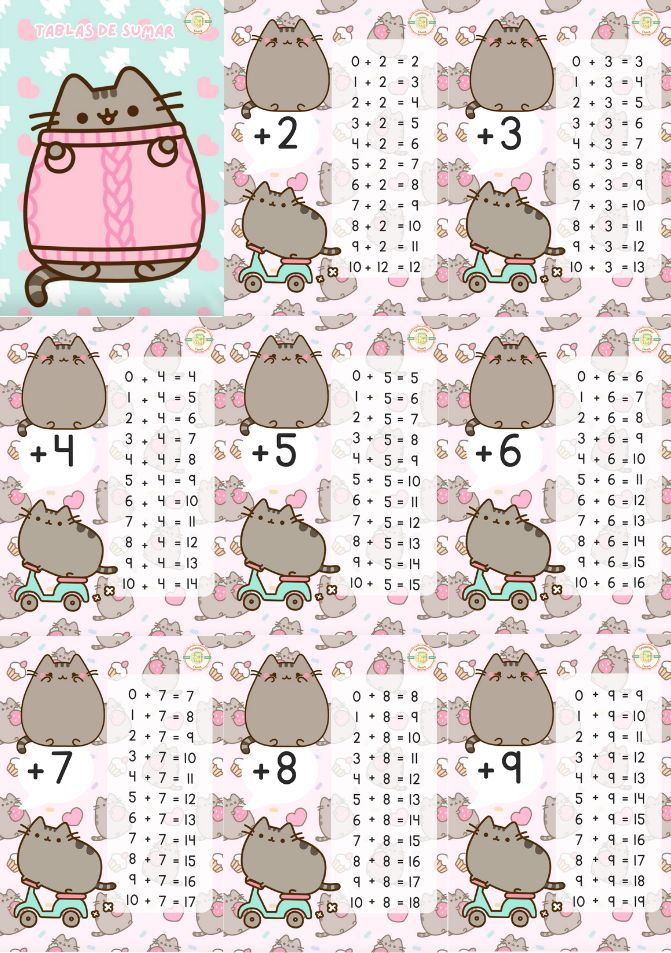 Tablas De Sumar Pusheen