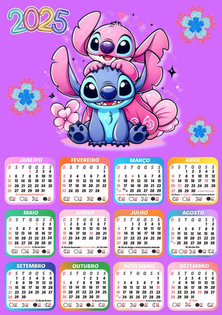 Calendário 2025 Stitch